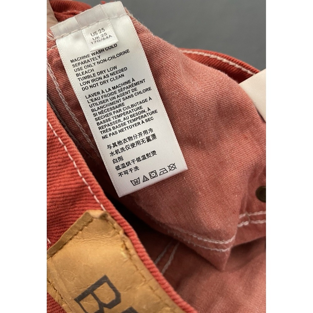 BDG Urban Outfitters Jeans Womens Sz 25 Coral Orange High Straight Leg Split Hem - Picture 6 of 15